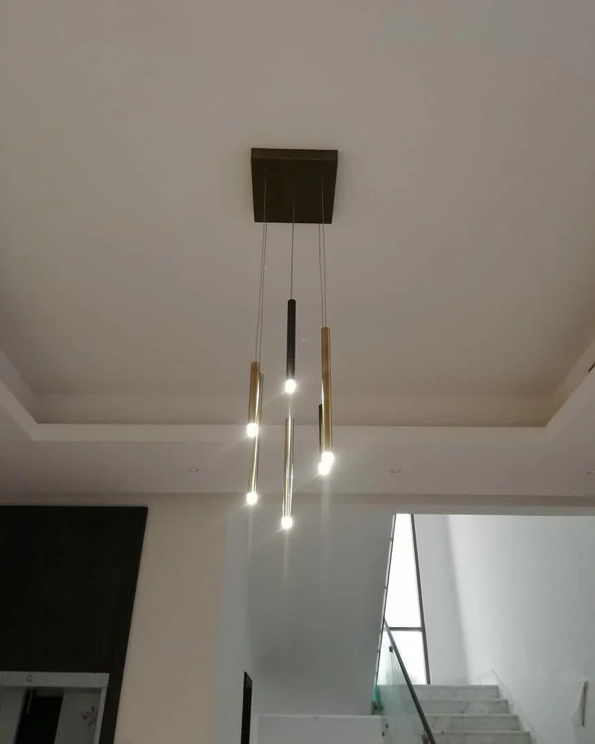 Brillia Round Two-Tone Tubular Pendant Light Chandelier - Image 4