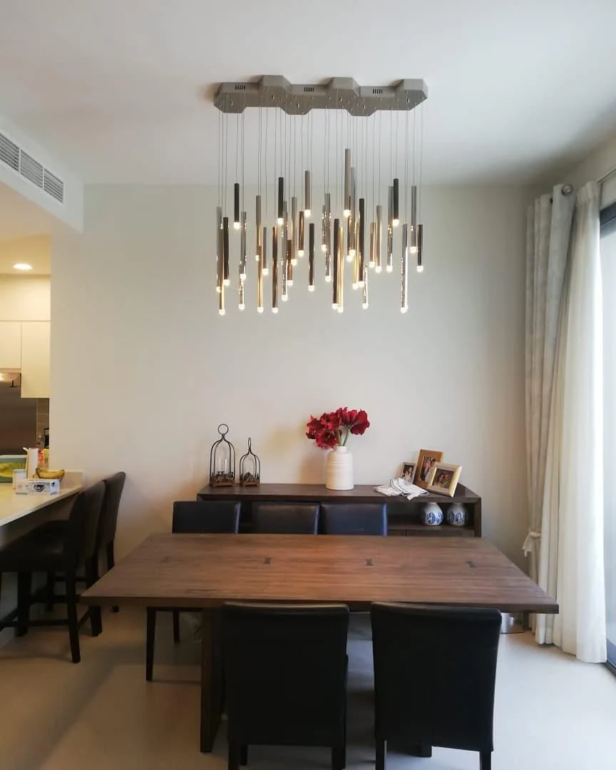 Brillia Round Two-Tone Tubular Pendant Light Chandelier - Image 6