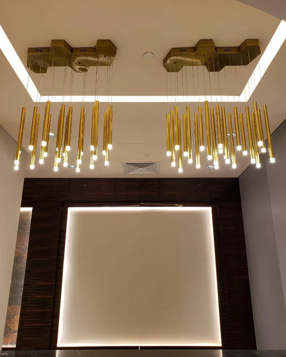Brillia Round Two-Tone Tubular Pendant Light Chandelier - Image 8