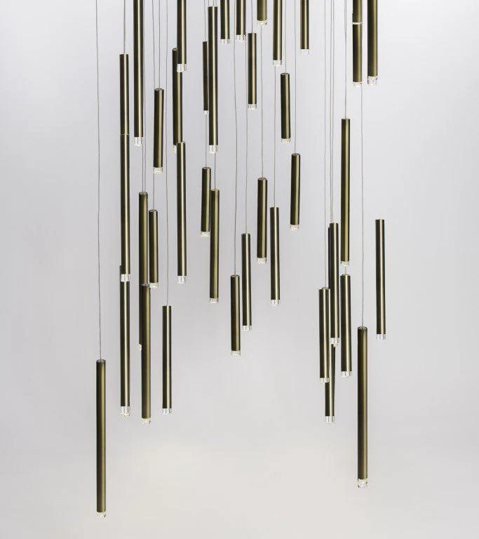 Bellini Square Tri-Tone Tubular Pendant Light Chandelier - Image 12