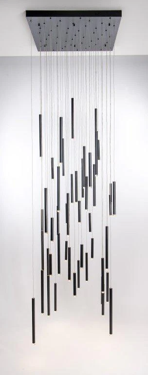 Bellini Square Tri-Tone Tubular Pendant Light Chandelier - Image 27