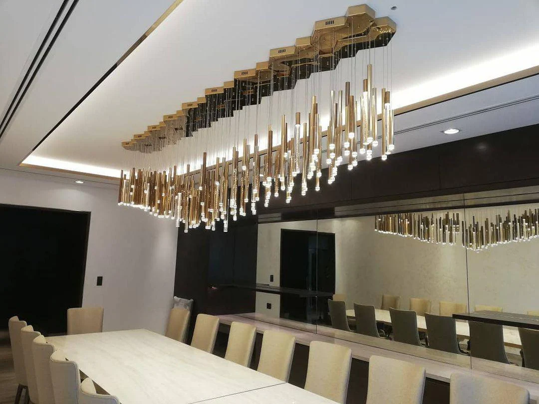 Bellini Square Tri-Tone Tubular Pendant Light Chandelier - Image 3