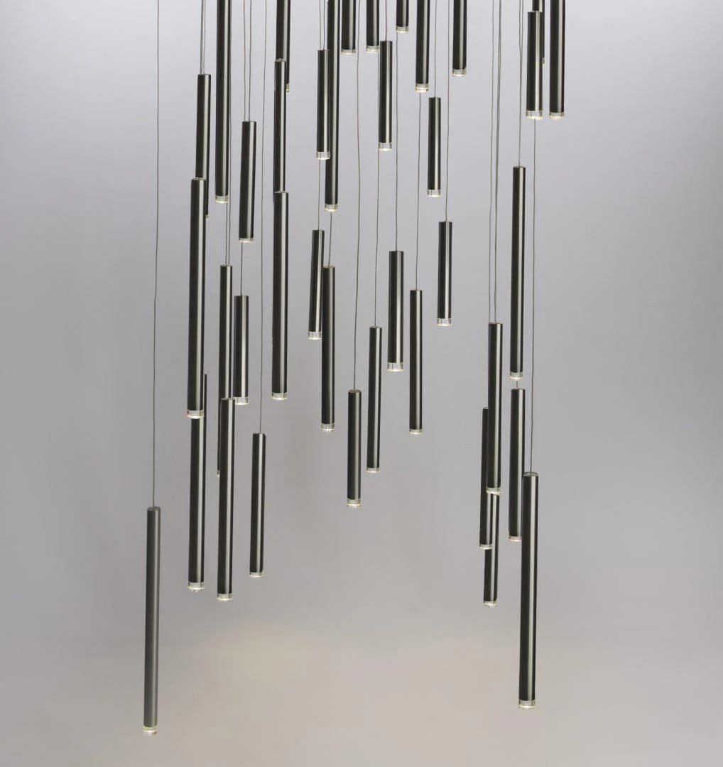Bellini Square Tri-Tone Tubular Pendant Light Chandelier - Image 30