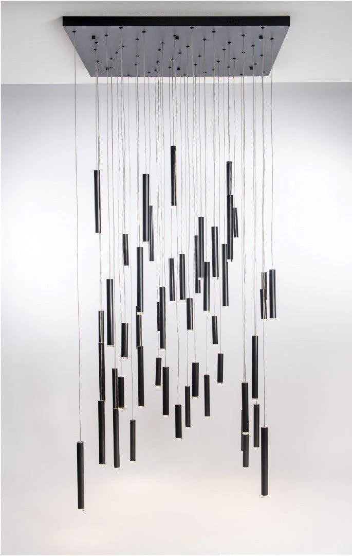 Bellini Square Tri-Tone Tubular Pendant Light Chandelier - Image 32