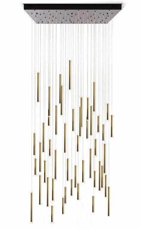 Bellini Square Tri-Tone Tubular Pendant Light Chandelier - Image 4