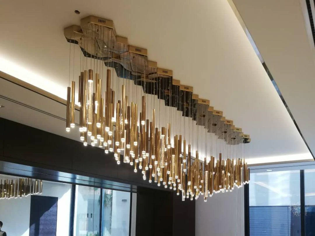Bellini Square Tri-Tone Tubular Pendant Light Chandelier - Image 5