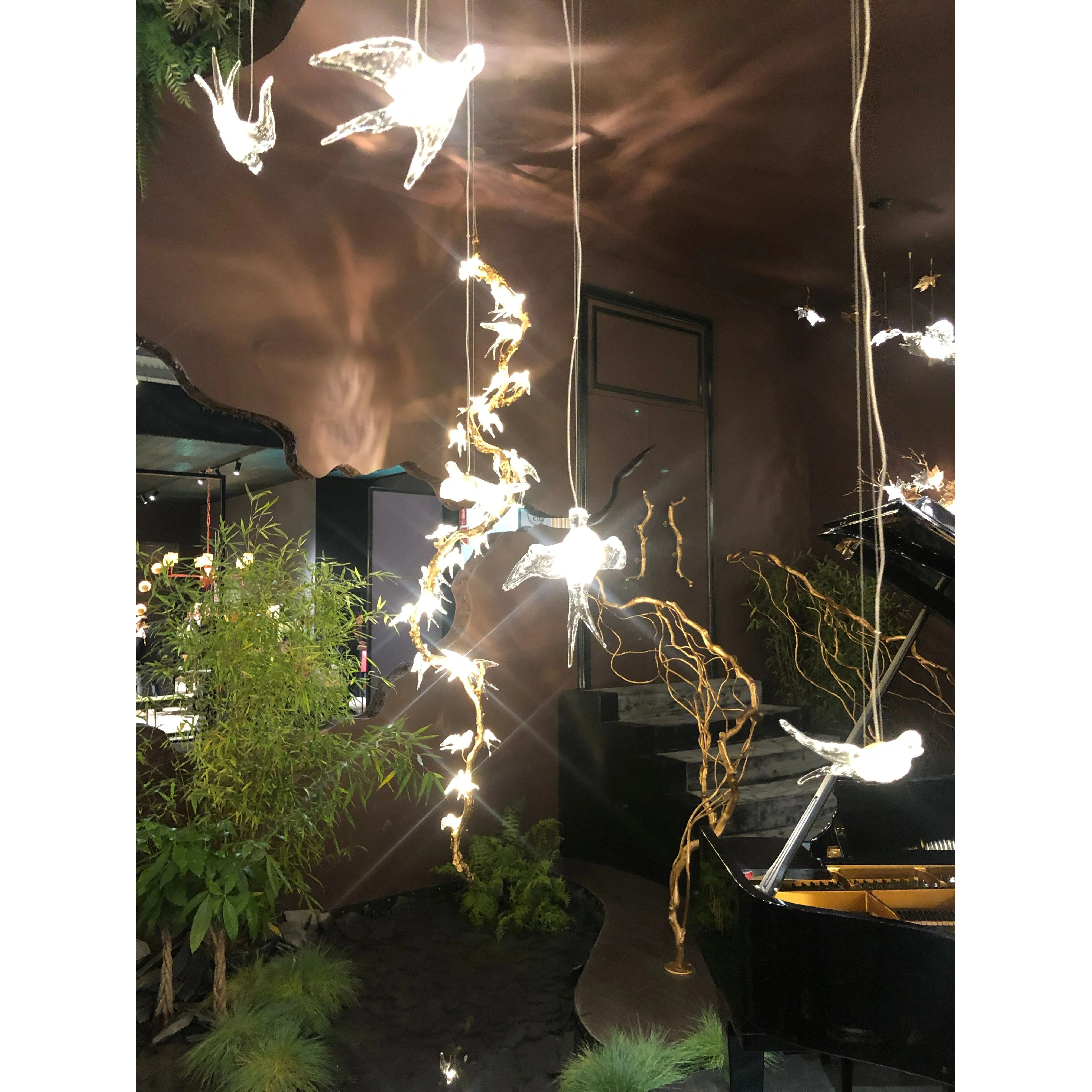 Bird Song Branching Linear Teardrop Chandelier - Image 6