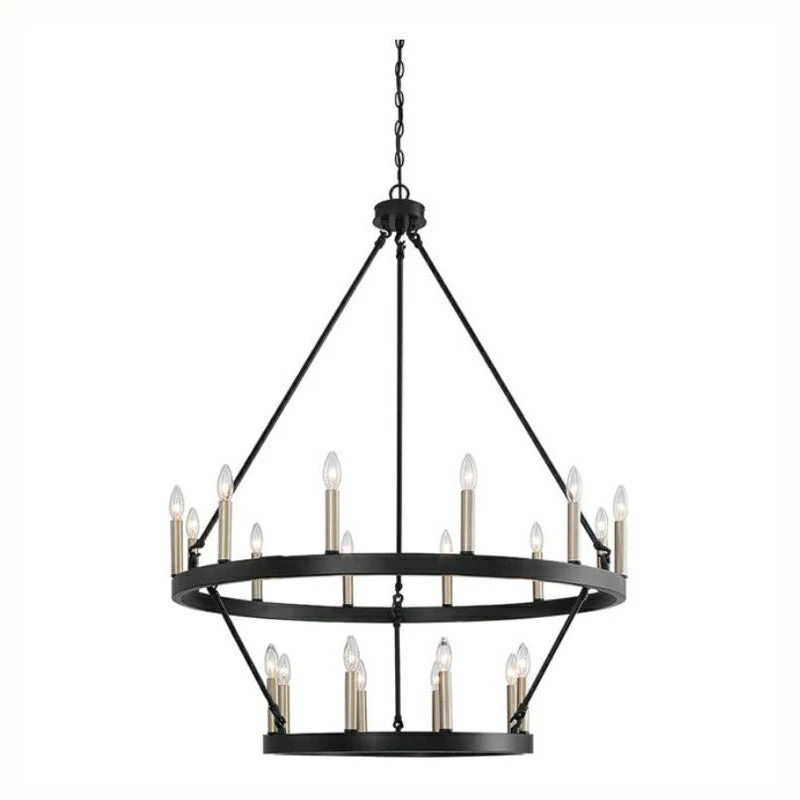 Black/ Brass Dust Wagon Wheel Chandelier Candle Style Farmhouse Vintage Ceiling Light For Living Room - Image 4