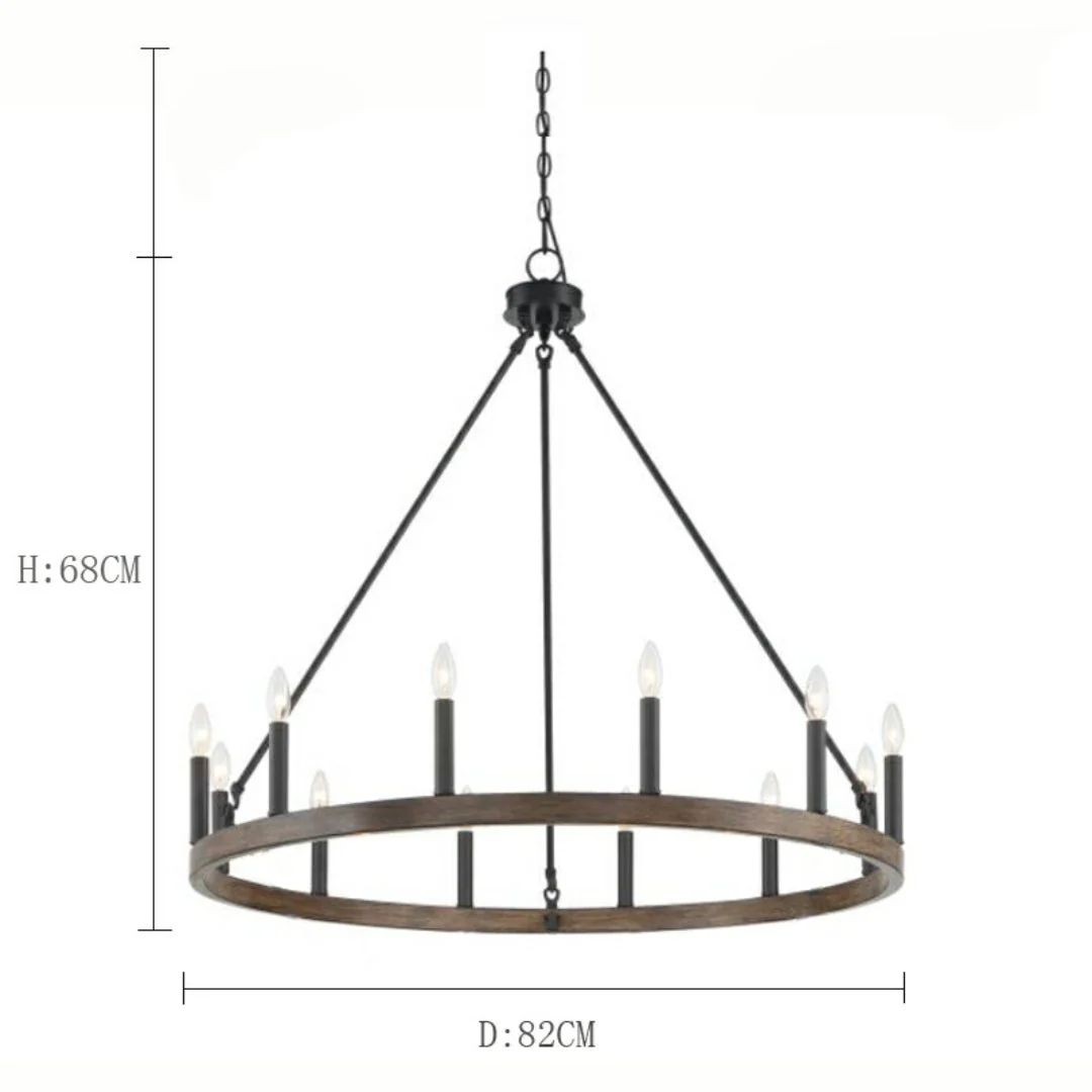 Black/ Brass Dust Wagon Wheel Chandelier Candle Style Farmhouse Vintage Ceiling Light For Living Room - Image 6