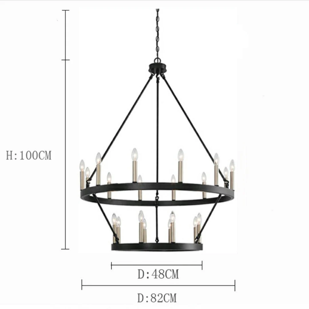 Black/ Brass Dust Wagon Wheel Chandelier Candle Style Farmhouse Vintage Ceiling Light For Living Room - Image 7