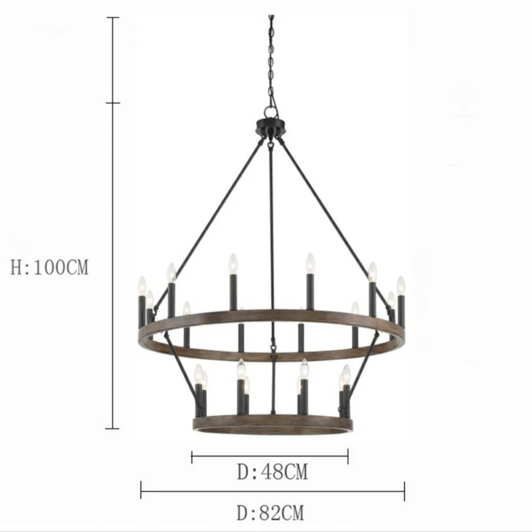 Black/ Brass Dust Wagon Wheel Chandelier Candle Style Farmhouse Vintage Ceiling Light For Living Room - Image 8