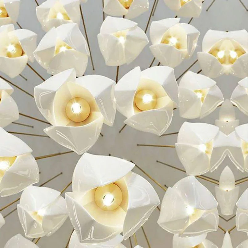 Petal Prism Designer Inspired Large Bloom Ceramic Chandelier - Image 3