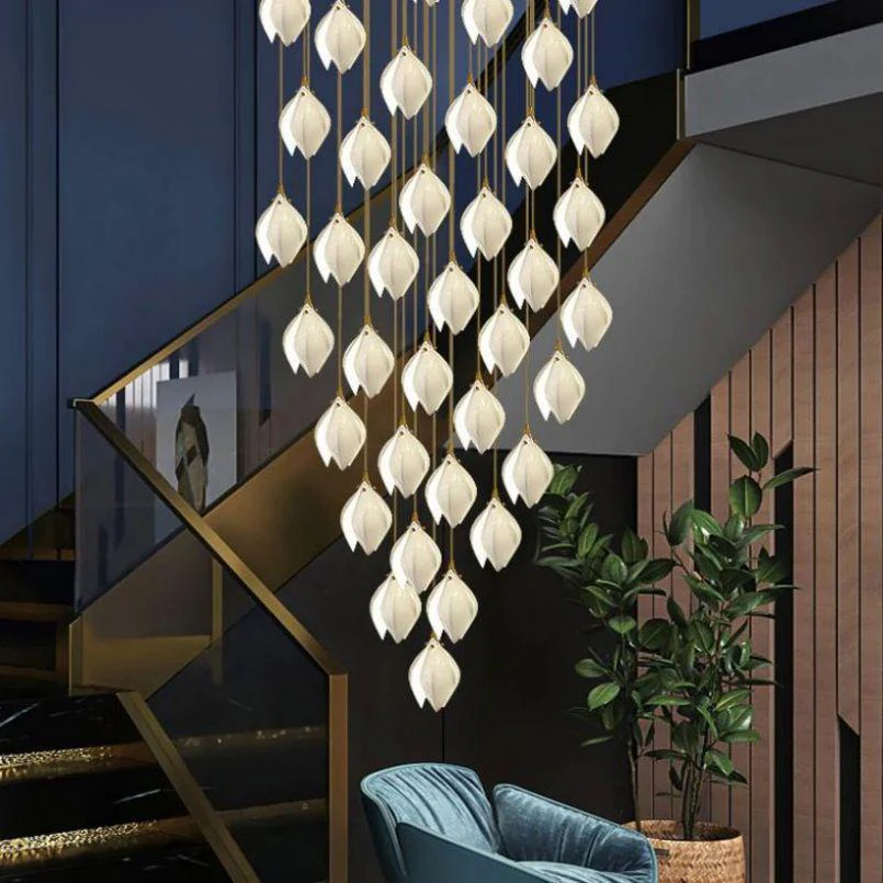 Petal Prism Designer Inspired Large Bloom Ceramic Chandelier - Image 5