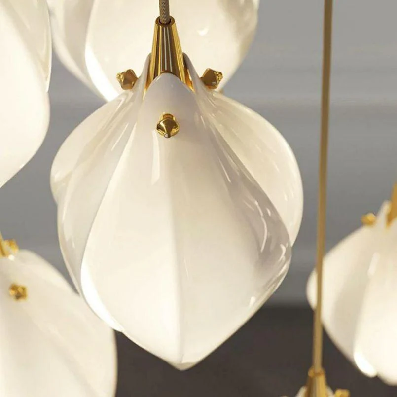 Petal Prism Designer Inspired Large Bloom Ceramic Chandelier - Image 7