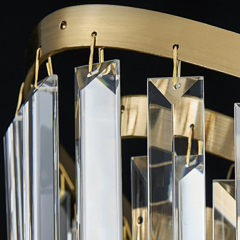 Boat Shaped LED Crystal Chandelier Oval Ceiling Light Fixture For Living/ Dining Room Table In Brass Finish - Image 6