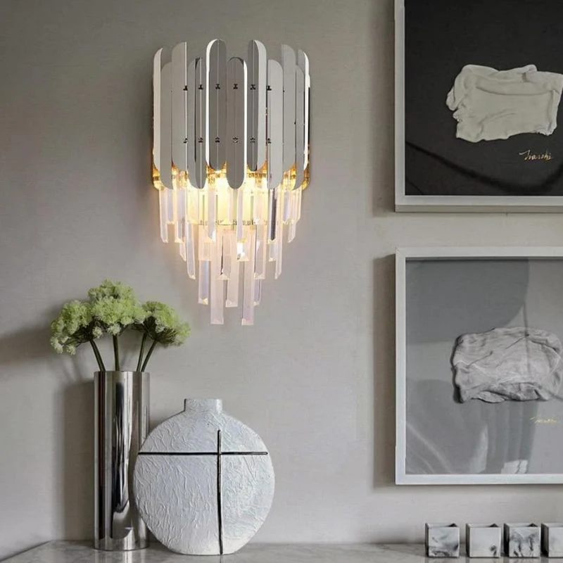 Bourbons Conical Clear Crystal Wall Sconce 16"H - Image 3