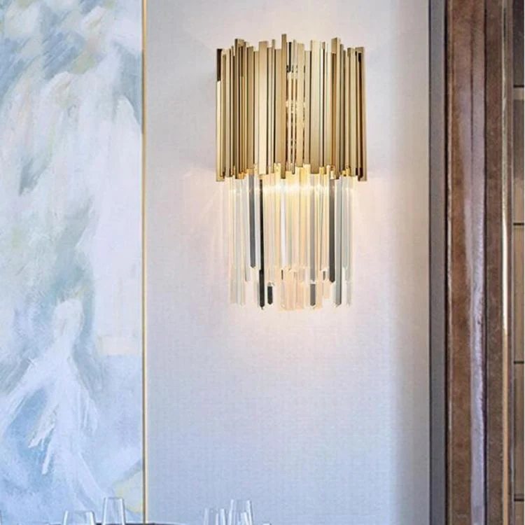 Bourbons Gold Clear Crystal Wall Sconce 18"H - Image 7