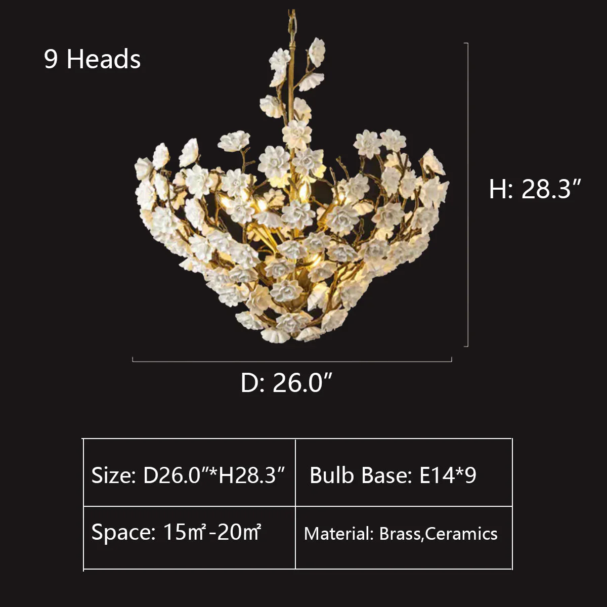 Brass and Ceramic Flower Art Chandelier Post Modern Light Luxury Style for Living and Dining Areas - Image 7