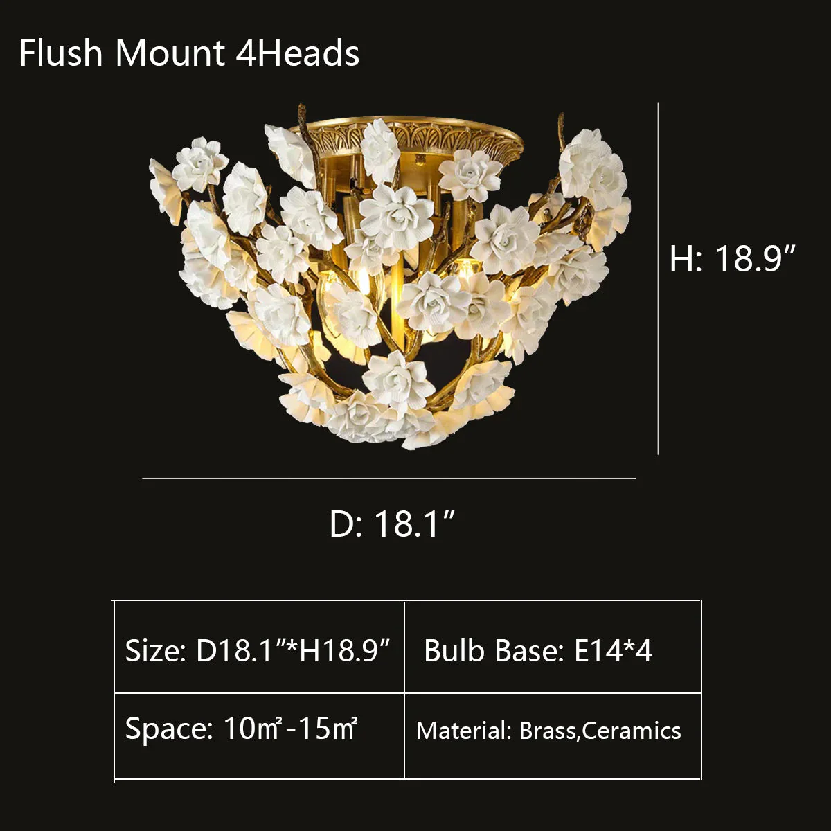 Brass and Ceramic Flower Art Chandelier Post Modern Light Luxury Style for Living and Dining Areas - Image 8