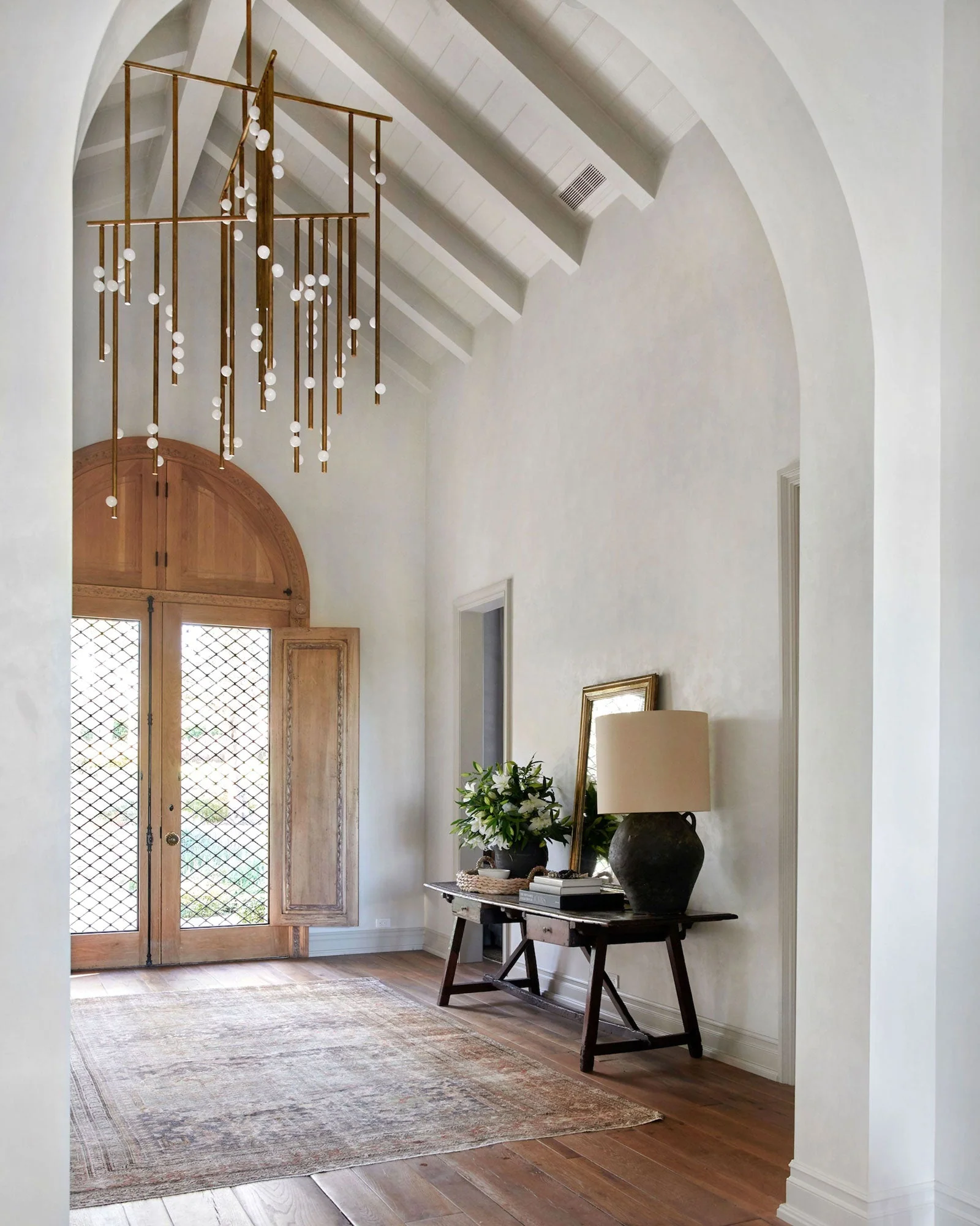 Brass Glass Drop Chandelier - Image 10