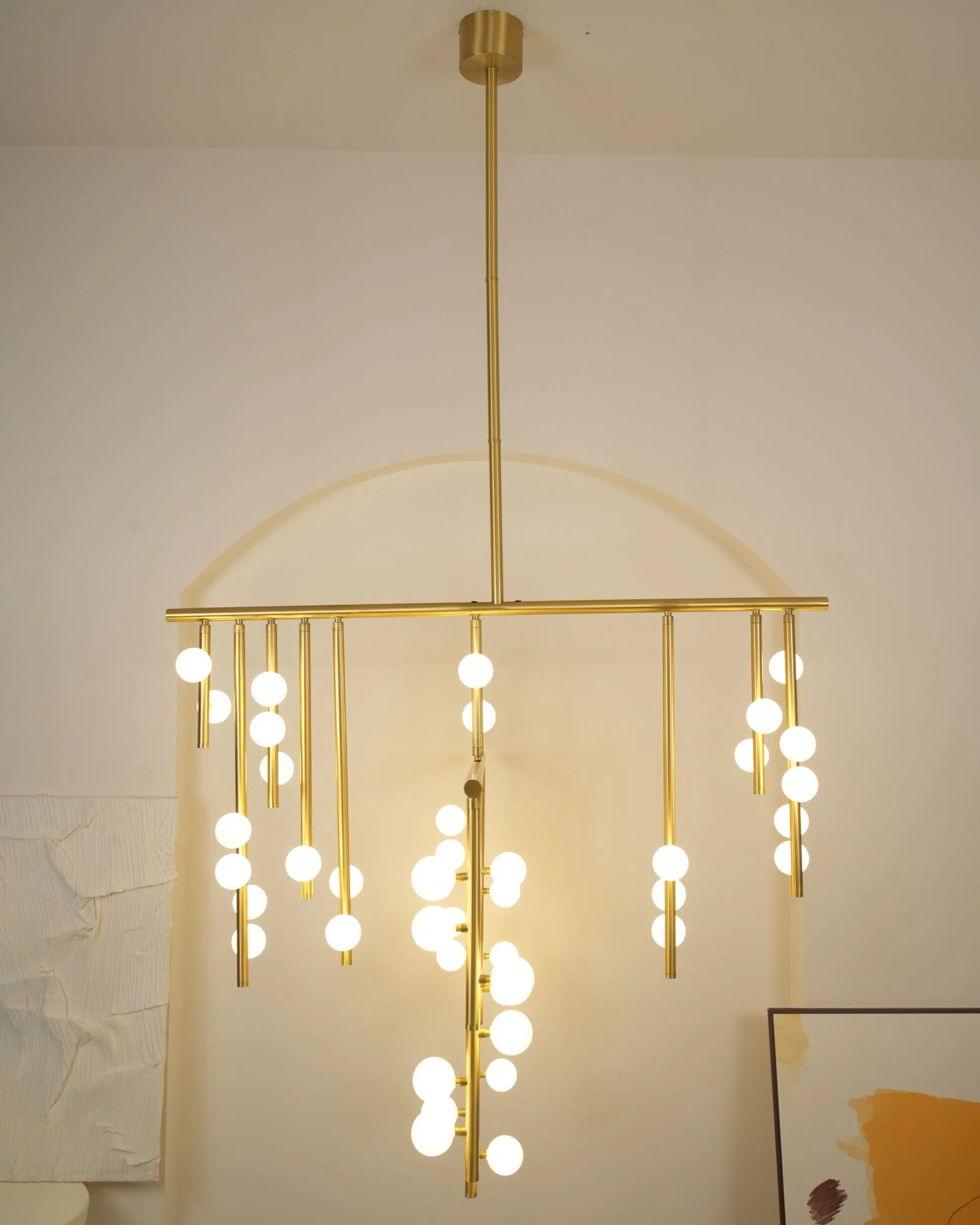 Brass Glass Drop Chandelier - Image 11