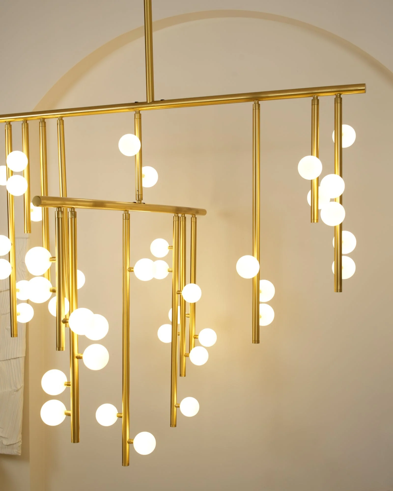 Brass Glass Drop Chandelier - Image 12