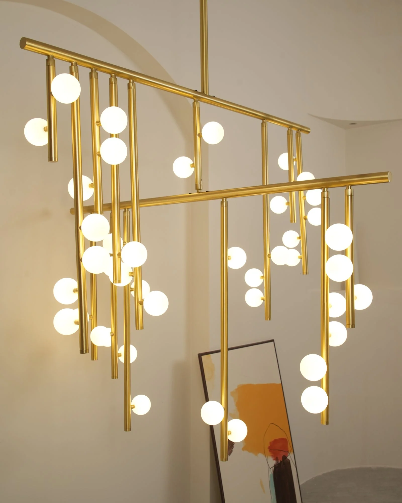 Brass Glass Drop Chandelier - Image 13