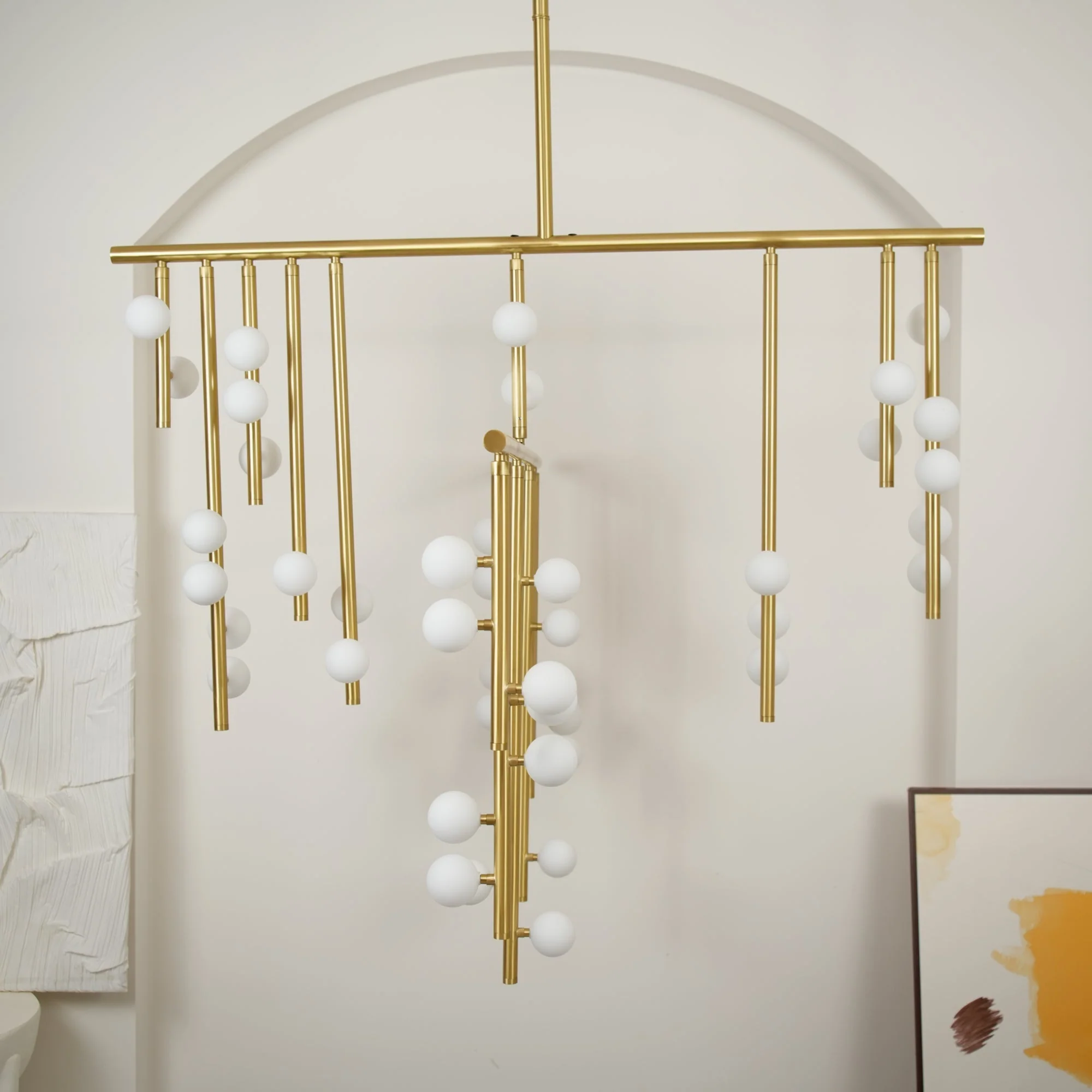 Brass Glass Drop Chandelier - Image 14