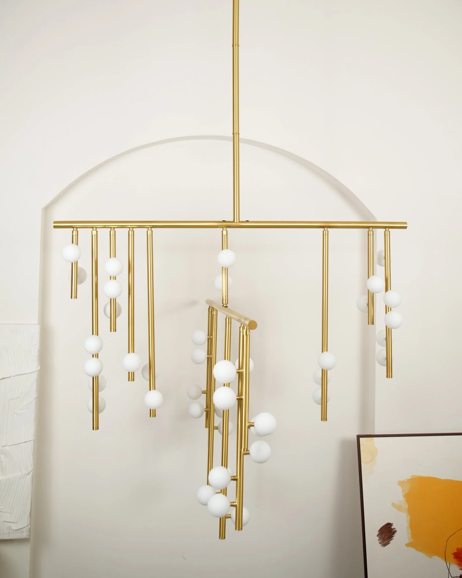 Brass Glass Drop Chandelier - Image 15