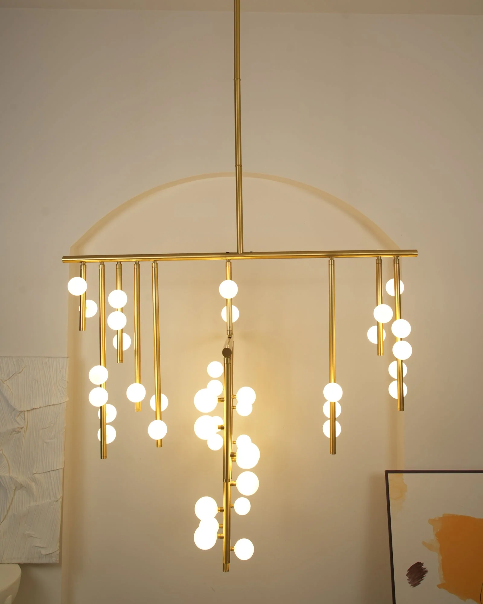 Brass Glass Drop Chandelier - Image 16
