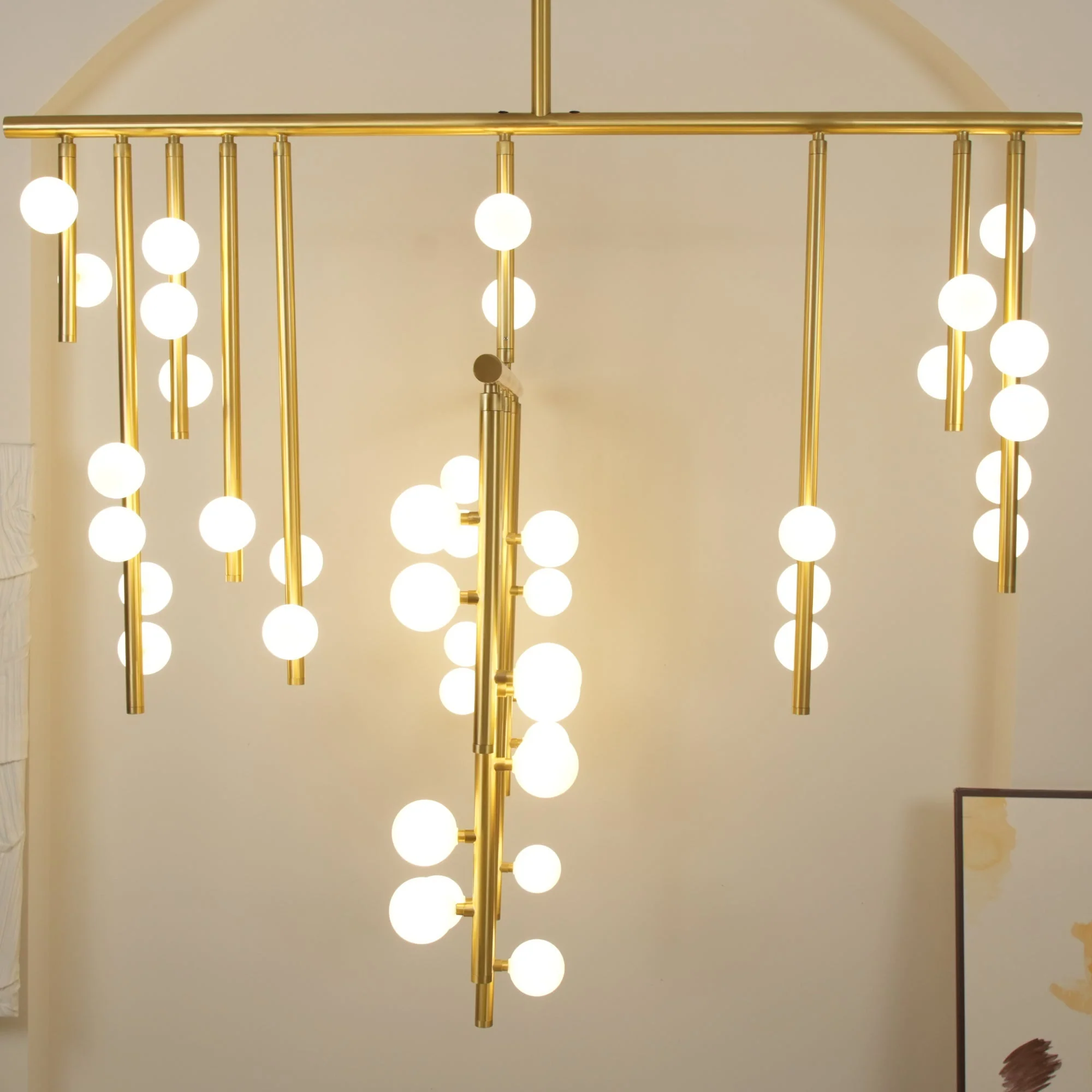 Brass Glass Drop Chandelier - Image 17