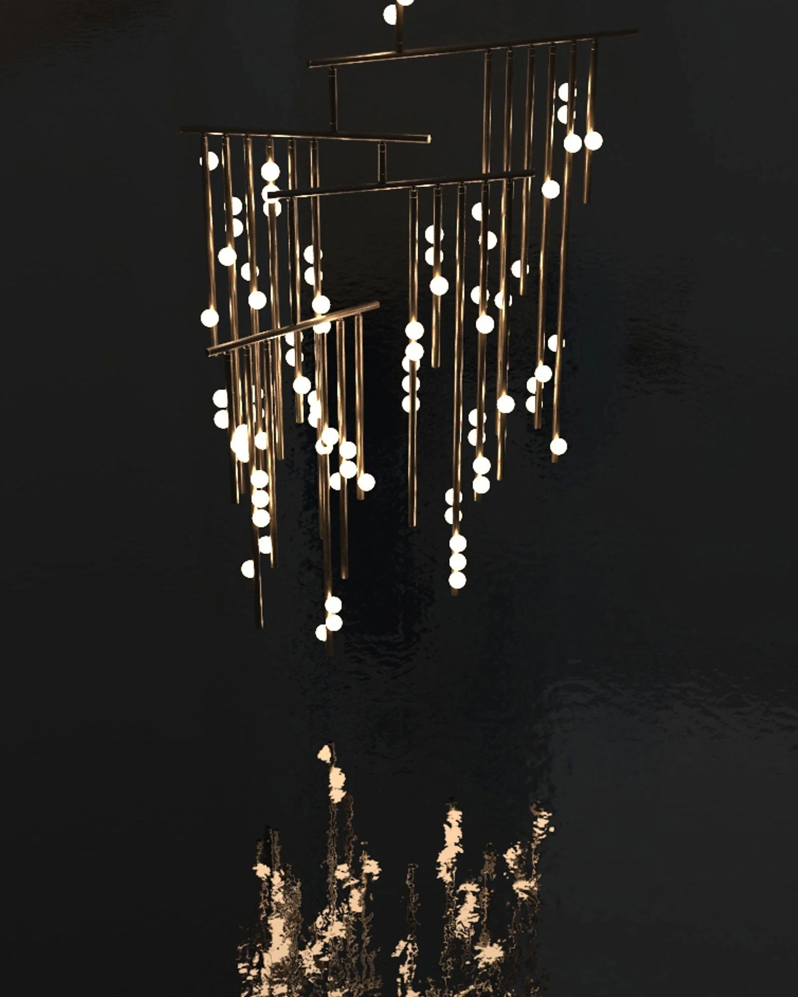Brass Glass Drop Chandelier - Image 22