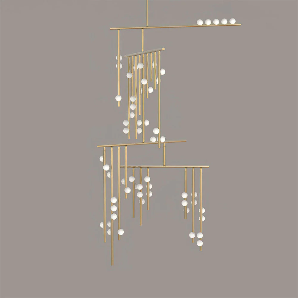 Brass Glass Drop Chandelier - Image 23