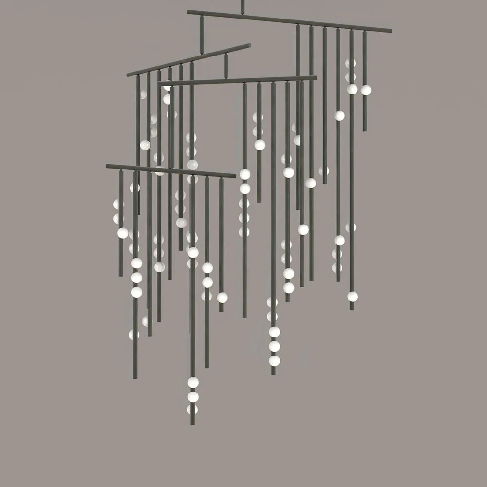 Brass Glass Drop Chandelier - Image 30