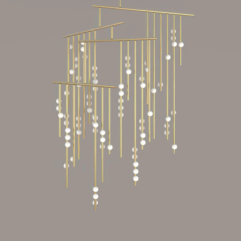 Brass Glass Drop Chandelier - Image 31