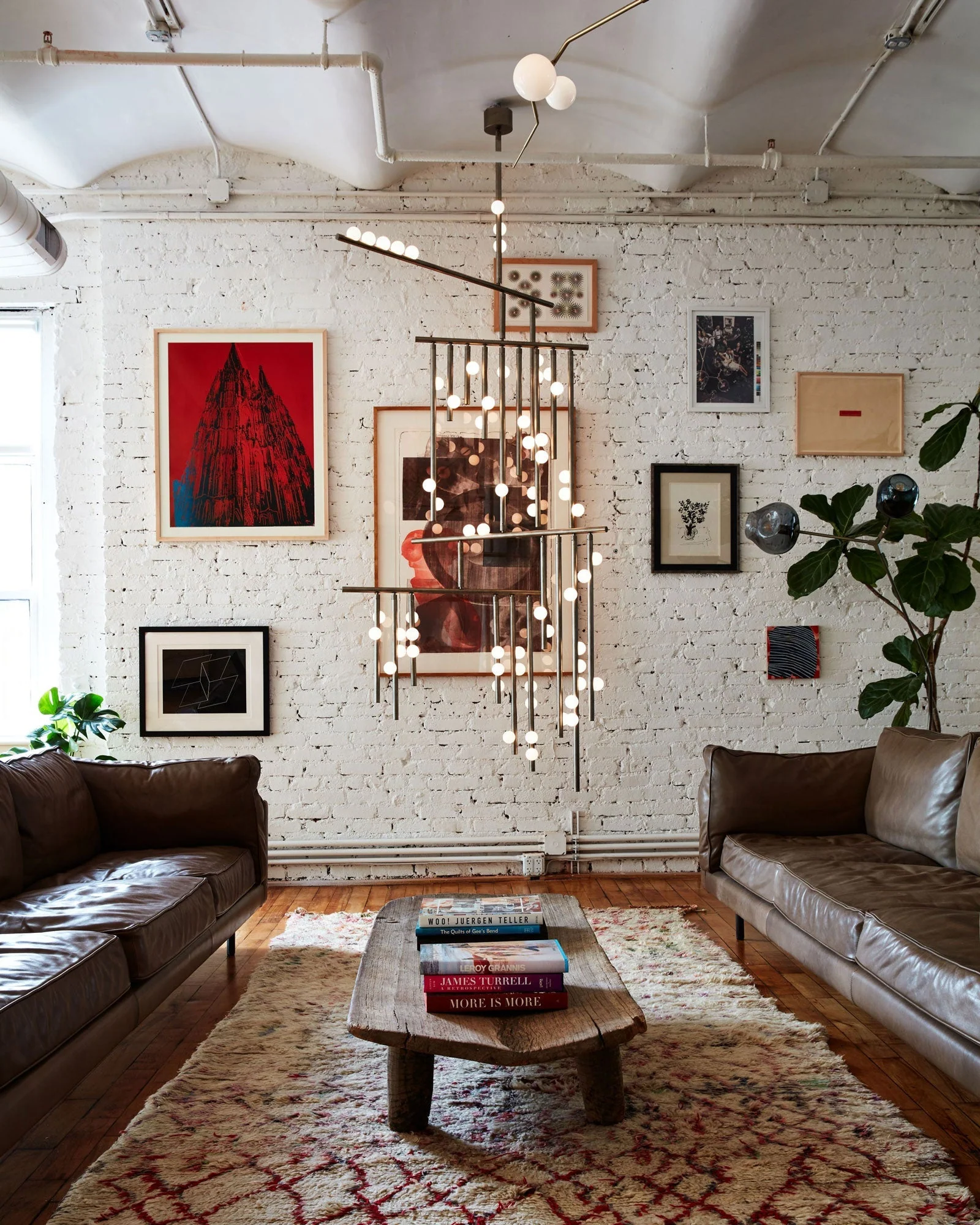 Brass Glass Drop Chandelier - Image 4