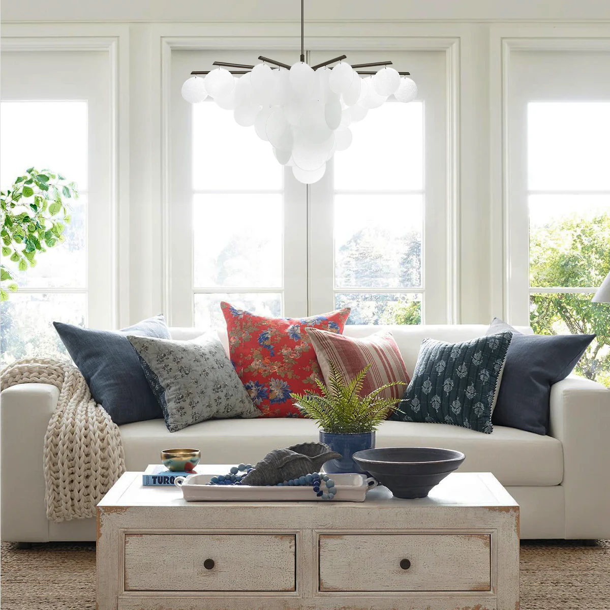 Briony Glass Pendant Chandelier 46.9" 62.6" - Image 3