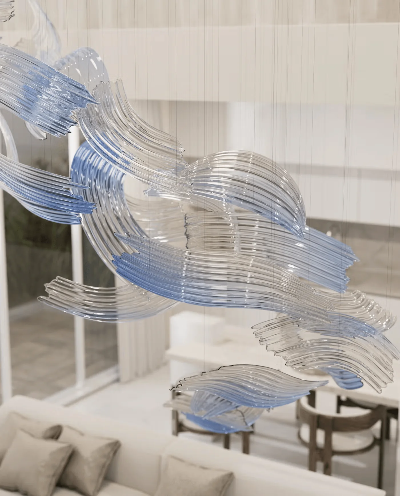 Brush Art Crystal Glass Spiral Chandelier - Image 13