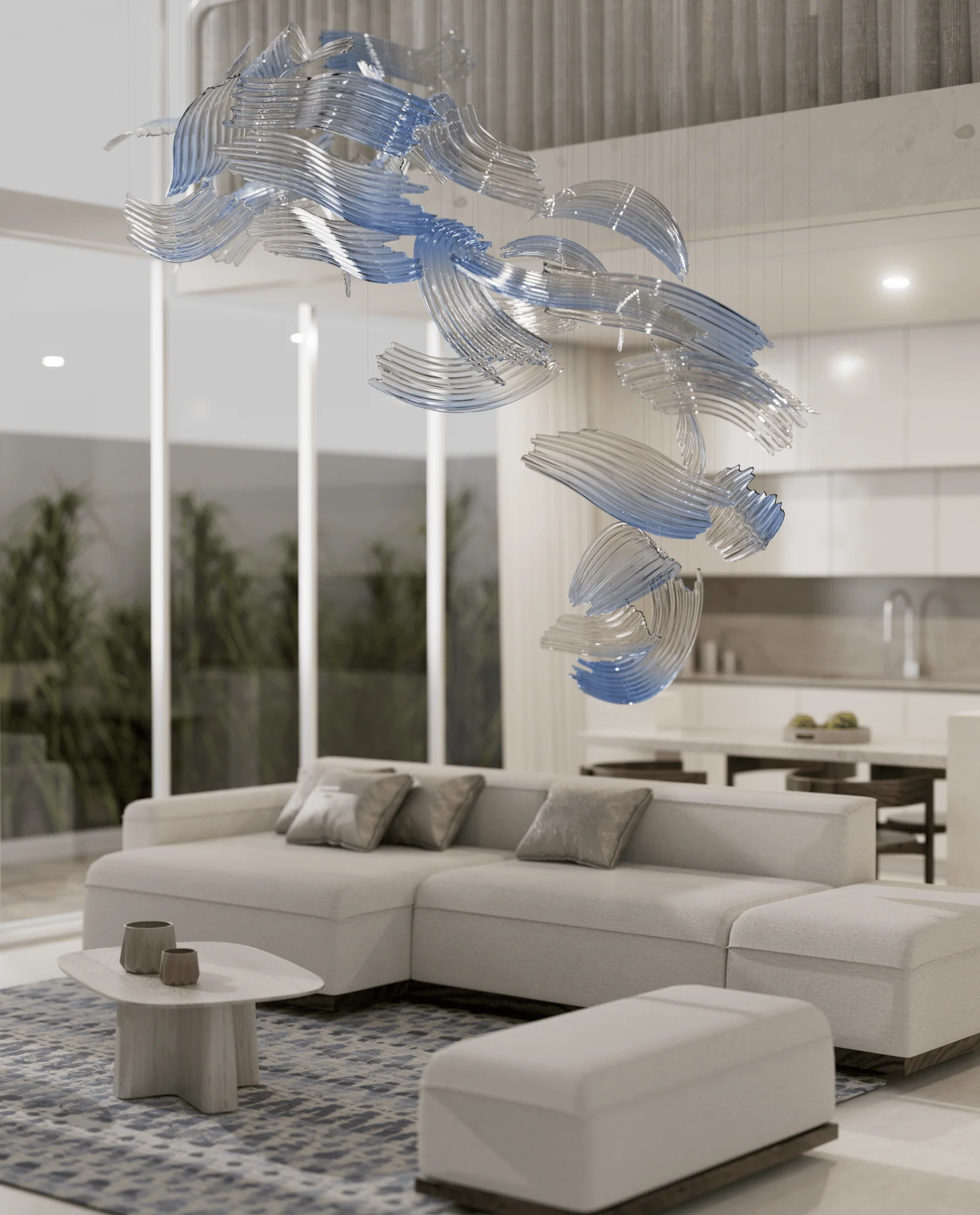 Brush Art Crystal Glass Spiral Chandelier - Image 3