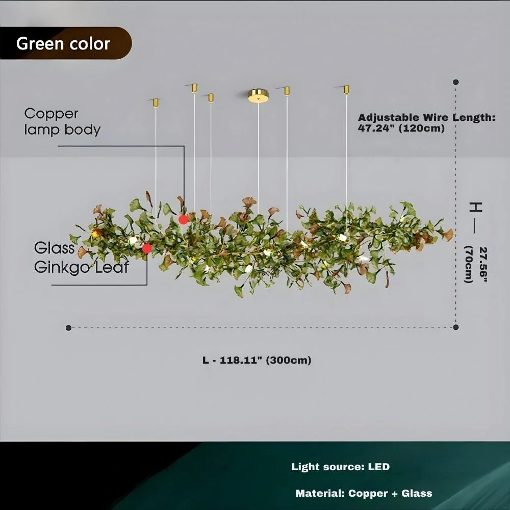 Collar Branch Glass Leaf Linear Chandelier - Image 10