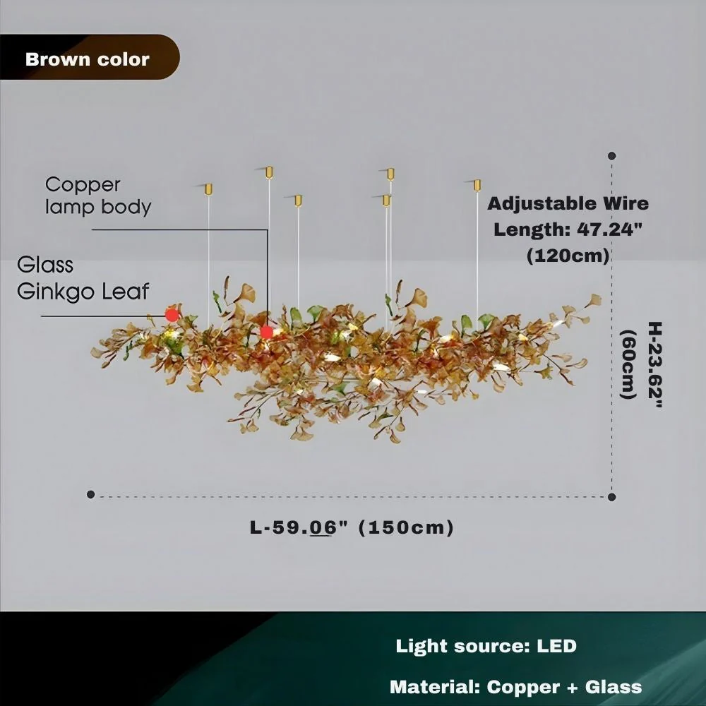Collar Branch Glass Leaf Linear Chandelier - Image 11