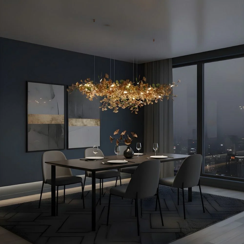 Collar Branch Glass Leaf Linear Chandelier - Image 2