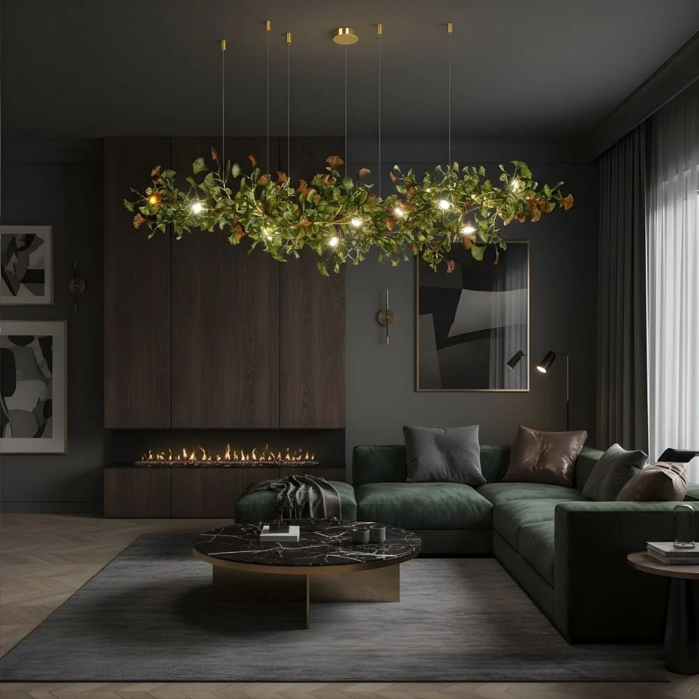 Collar Branch Glass Leaf Linear Chandelier - Image 3