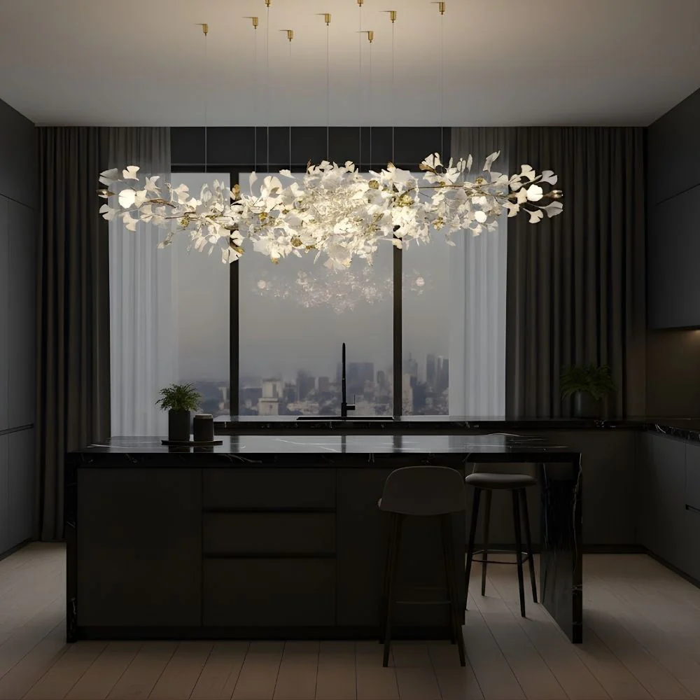 Collar Branch Glass Leaf Linear Chandelier - Image 5