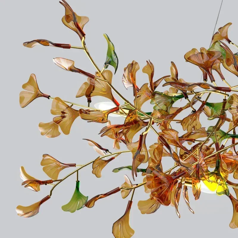 Collar Branch Glass Leaf Linear Chandelier - Image 7