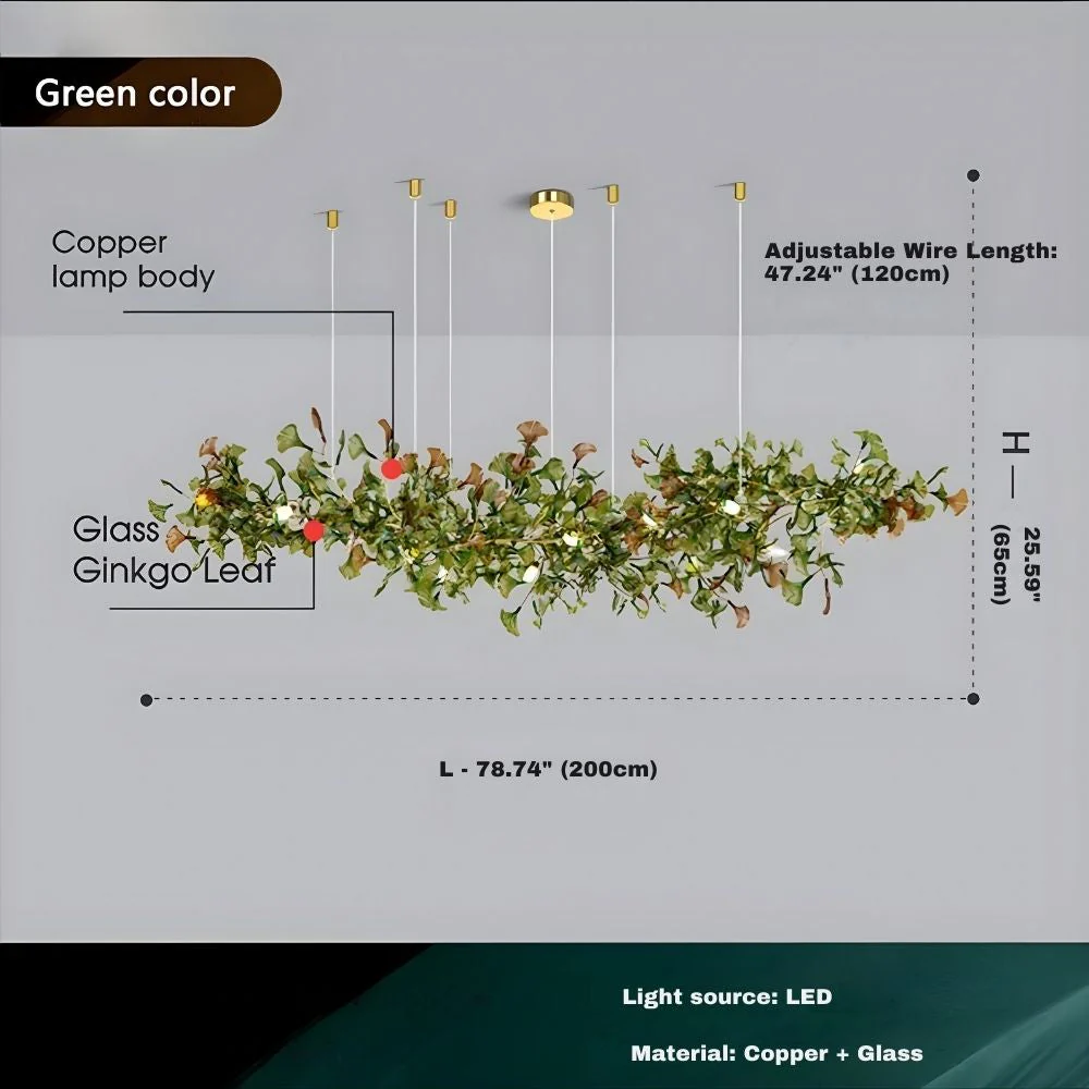 Collar Branch Glass Leaf Linear Chandelier - Image 8