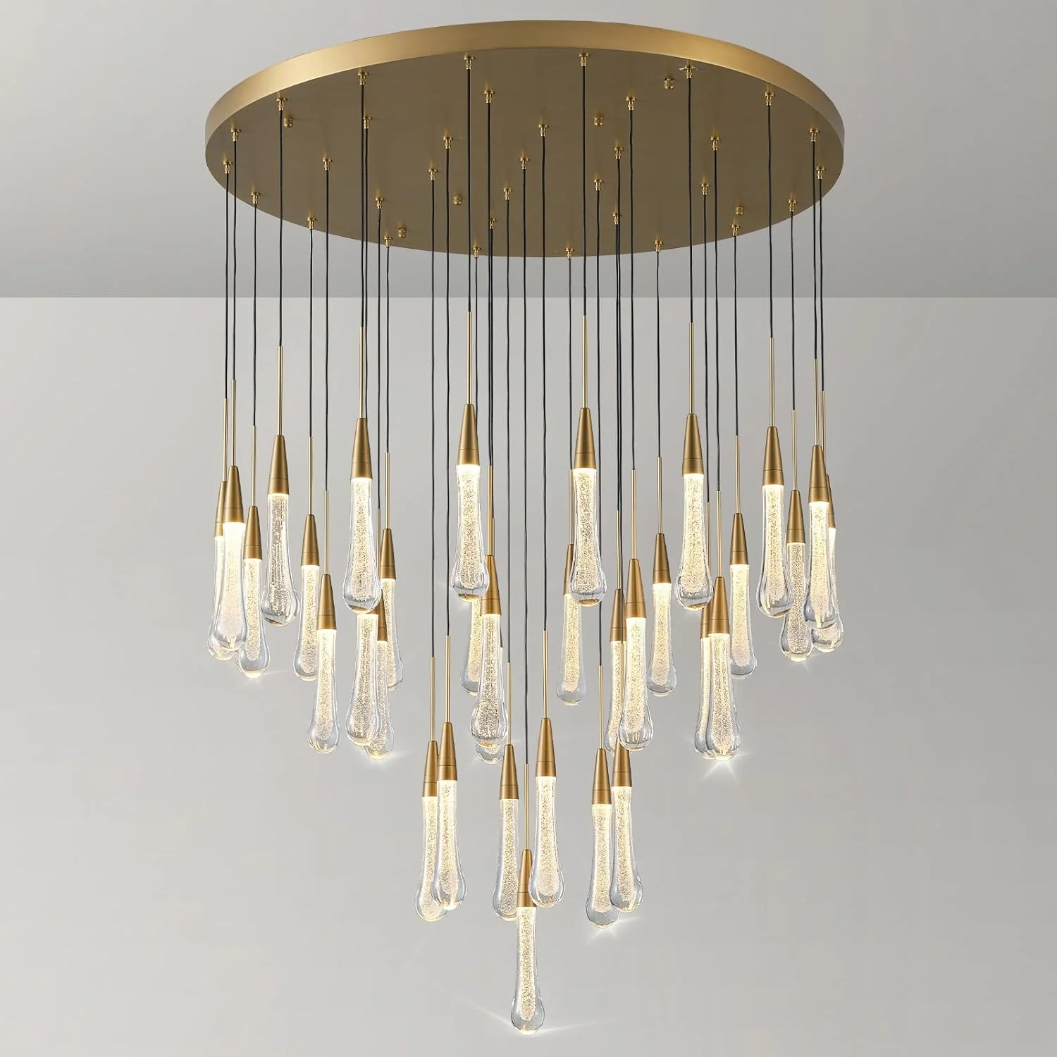 Cascade Glass Raindrop Chandelier - Luxury Grand Foyer & Staircase Lighting - Image 11