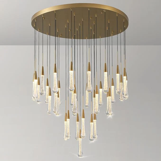 Cascade Glass Raindrop Chandelier - Luxury Grand Foyer & Staircase Lighting - Image 18