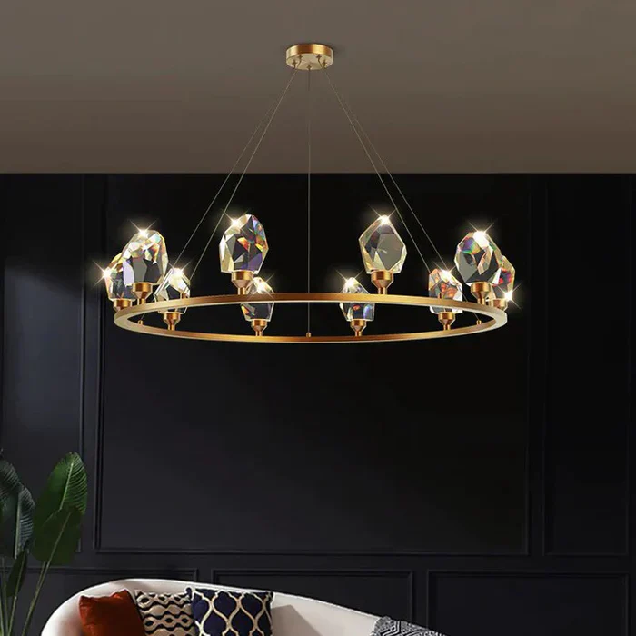 Cassian Round Crystal Chandelier for Living Room Bedroom Dining Table - Image 3