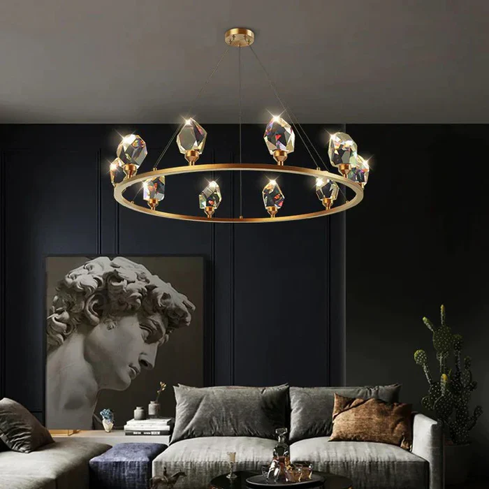Cassian Round Crystal Chandelier for Living Room Bedroom Dining Table - Image 5